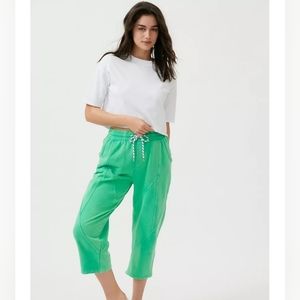 BDG Fleece cropped pull on pant in green, size L